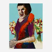 Benny Andrews, The Red Wrap, 1970, mixed media, oil and collage on canvas board