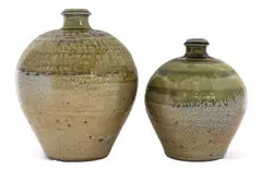 Phil Rogers, Phil Rogers (b.1951), two stoneware glazed vases