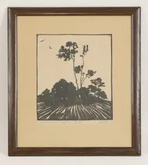 Poul Rytter, Untitled, Poul Rytter (Danish 1895-1965) 'Landscape with Two Trees' Woodcut