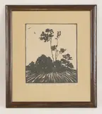 Poul Rytter, Untitled, Poul Rytter (Danish 1895-1965) 'Landscape with Two Trees' Woodcut