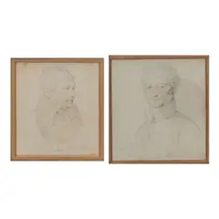 two portraits consisting of (i) Jean Baptiste Joseph Delambre, Astronomer; and (ii) de Riviera; by Jean-Aguste-Dominique Ingres, pencil drawings on paper, (approximate dimensions -, offered May 2025