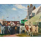 Lucien Simon, Carnival Scene, oil on canvas, (approximate dimensions - canvas: 32-1/4 x 39-1/2 inches)