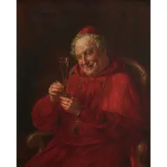 Ernst Nowak, Cardinal with Champagne Flute, oil on canvas, (approximate dimensions -