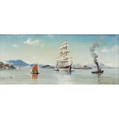 William A. Coulter, Boats in the Water, oil on canvas