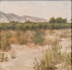 Grace Hudson, "#2 Hopfield, Low Pole,", oil on canvas panel, (approximate dimensions - board: