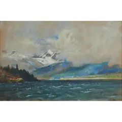 William Keith, Landscape, gouache on board, (approximate dimensions -
