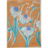 Sybil Gibson, Flowers, watercolor on brown paper, (approximate dimensions -