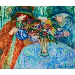 Tea Time by Barbara Wood, oil on canvas, (approximate dimensions - canvas:, offered May 2025