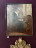 Frederick Gottwald, Woman Reading by Spinning Wheel, oil on canvas, (approximate dimensions - canvas: 26-3/4 x 21-3/8 inches)