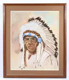 Untitled by Earl Old Person Chief, pastel painting by h. wright, offered Apr 2019