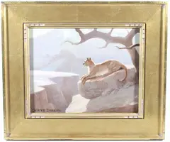 Charles Damrow, Lion Sunning, oil painting c. 1963