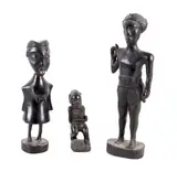 Featured in this lot is a set of three African by African Carved Wood Sculptures, Carved Wood Sculptures. These tribal figures show remarkable detail and craftman, offered Nov 2018