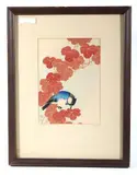 Untitled by Blue Bird On Red Vine, woodcut, offered Nov 2018