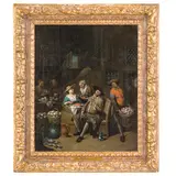 Jan Baptist Lambrechts, Interno con coppia seduta ad un barile e altre figure