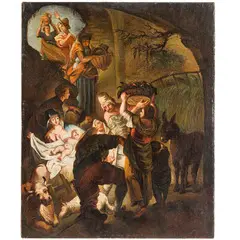 Adorazione dei pastori by Johann Evangelist Holzer, oil on canvas, offered Feb 2024