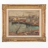 Guido Botta, Alessandria, 1921 ; 2010 / La Darsena, Genova / Firmato G Botta e datato 1950 in basso a sinistra, oil on cardboard