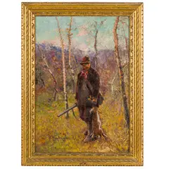 Genova, 1868 ; 1952 / Paesaggio con cacciatore / Firmato C Bentivoglio in basso a destra by Cesare Bentivoglio, oil on canvas, offered Feb 2024