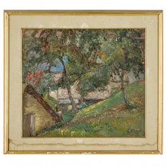Giulio Romano Vercelli, Marcorengo, 1871 ; Torino, 1951 / Primavera in campagna / Firmato G R Vercelli in basso a destra, oil on cardboard