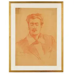 Italico Brass, Gorizia, 1870 ; Venezia, 1943 / Ritratto maschile / Firmato Italico Brass e datato Venezia nov 1922 in basso a sinistra, red chalk on paper bruna