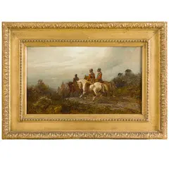 Leeds, 1860 ; Seaford, 1944 / Paesaggio con cavalieri / Firmato G Wright in basso a destra by George Wright, oil on canvas, offered Feb 2024