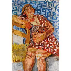 Fausto Pirandello, Roma 1899 - 1975 / Donna seduta, anni '50, oil on panel