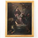 Carlo Cignani, Sacra famiglia con angelo, oil on canvas