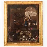 Norbert van Bloemen, Scena di mercato, oil on canvas