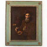 Antonio Cifrondi, Vecchio che mangia, oil on canvas