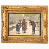 Napoli, 1894 ; 1922 / La caccia di Frodo / Firmato Balsamo in basso a sinistra by Salvatore Balsamo, oil on tavoletta, offered Dec 2023