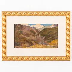 Carlo Casanova, Crema, 1871 ; Quarna di Sotto, 1950 / Paesaggio montano / Firmato Casanova C. in basso a destra, oil on cardboard