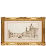 Veduta di Piazza Navona by Giovanni Battista Busiri, Penna su carta, offered Nov 2023