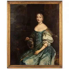 Ritratto di dama con coroncina di fiori by Peter Lely, oil on canvas, offered Nov 2023