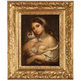 Giuseppe Bernardino Bison, Ritratto di ragazza con gatto, oil on panel