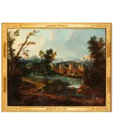 Tomaso Porta, Veduta di Verona con Castelvecchio e ponte scaligero, oil on canvas