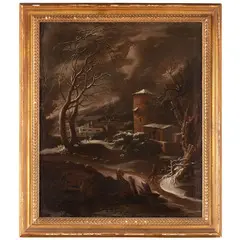 Paesaggio invernale by Bartolomeo Pedon, oil on canvas, offered Nov 2023