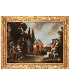 Cornelis de Wael, Elegante compagnia in un giardino, oil on canvas