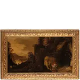 Joos de Momper, Paesaggio con cascata e cavalieri