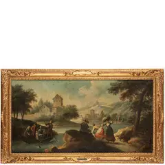 FRANCESCO ANTONIANI / Paesaggio fluviale con lavandaie by Giovanni Michele Graneri, oil on canvas, offered Nov 2023