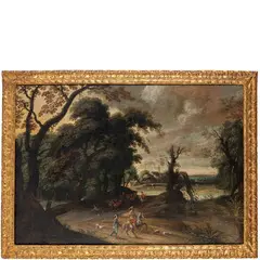 Abraham Govaerts, Paesaggi con figure, oil on canvas