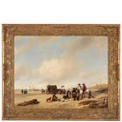 Hubertus van Hove, L'Aia, 1814 - Anversa, 1865 / Venditore di pesce sulla spiaggia / Firmato H Van Hove e datato 1839 in basso a sinistra, oil on panel