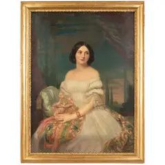 Edoardo Tofano, Napoli, 1838 - Roma, 1920 / Ritratto di dama / Firmato E Tofano in basso al centro, oil on canvas
