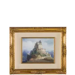 Carlo Bossoli, Lugano, 1815 - Torino, 1884 / Veduta della Sacra di San Michele / Firmato C Bossoli in basso a destra, tempera on paper