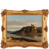 Luigi Ashton, Firenze 1824 - Milano 1884 / La Rocca di Angera / Firmato Ashton e datato 1846 in basso a sinistra, oil on canvas