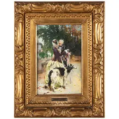 Sinibaldo Tordi, Roma 1876 - Firenze 1955 / Scena galante nel parco / Firmato T Sinibaldo in basso a sinistra, oil on canvas