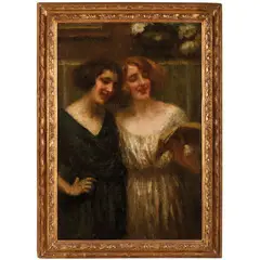 Mario Bettinelli, Treviglio, 1880 - Milano, 1953 / Amiche / Firmato M Bettinelli in basso a destra, oil on canvas