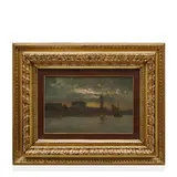 Pietro Fragiacomo, Trieste, 1856 - Venezia, 1922 / La laguna, notturno / Firmato P Fragiacomo in basso a sinistra, oil on panel
