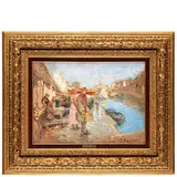 Leonardo Bazzaro, Milano, 1853 - Miazzina, 1937 / Mercatino a Chioggia / Firmato L Bazzaro in basso a destra, oil on canvas