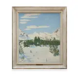 Pulsano, 1882 - Maloja, 1974 / Inverno in Engandina / Firmato S Gottardo e datato 1955 in basso a sinistra by Gottardo Guido Segantini, oil on faesite, offered Nov 2023
