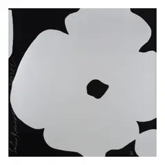 Silver Flowers by Donald Sultan, 2011, Screenprint in colors with hand-applied Silica on Saunders Waterford paper, sold May 2025