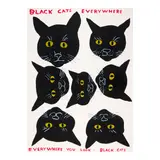 David Shrigley, Black Cats, 2021, Screenprint in colors on wove paper